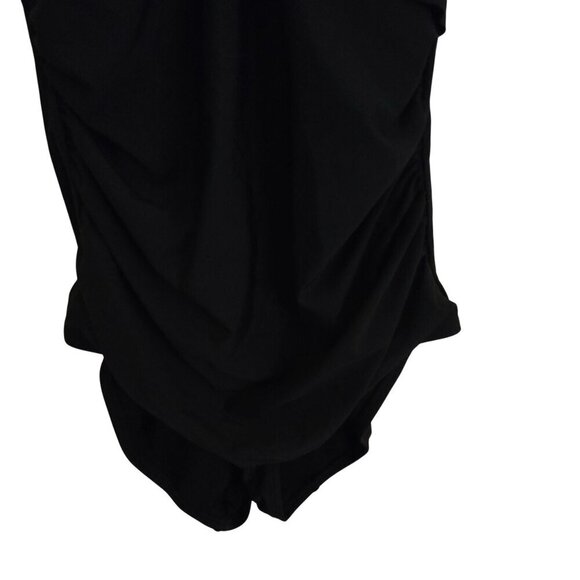 Boden Black Ruffled Halter Neckline Ruched One Piece Swimsuit Size 4 - Picture 4 of 6